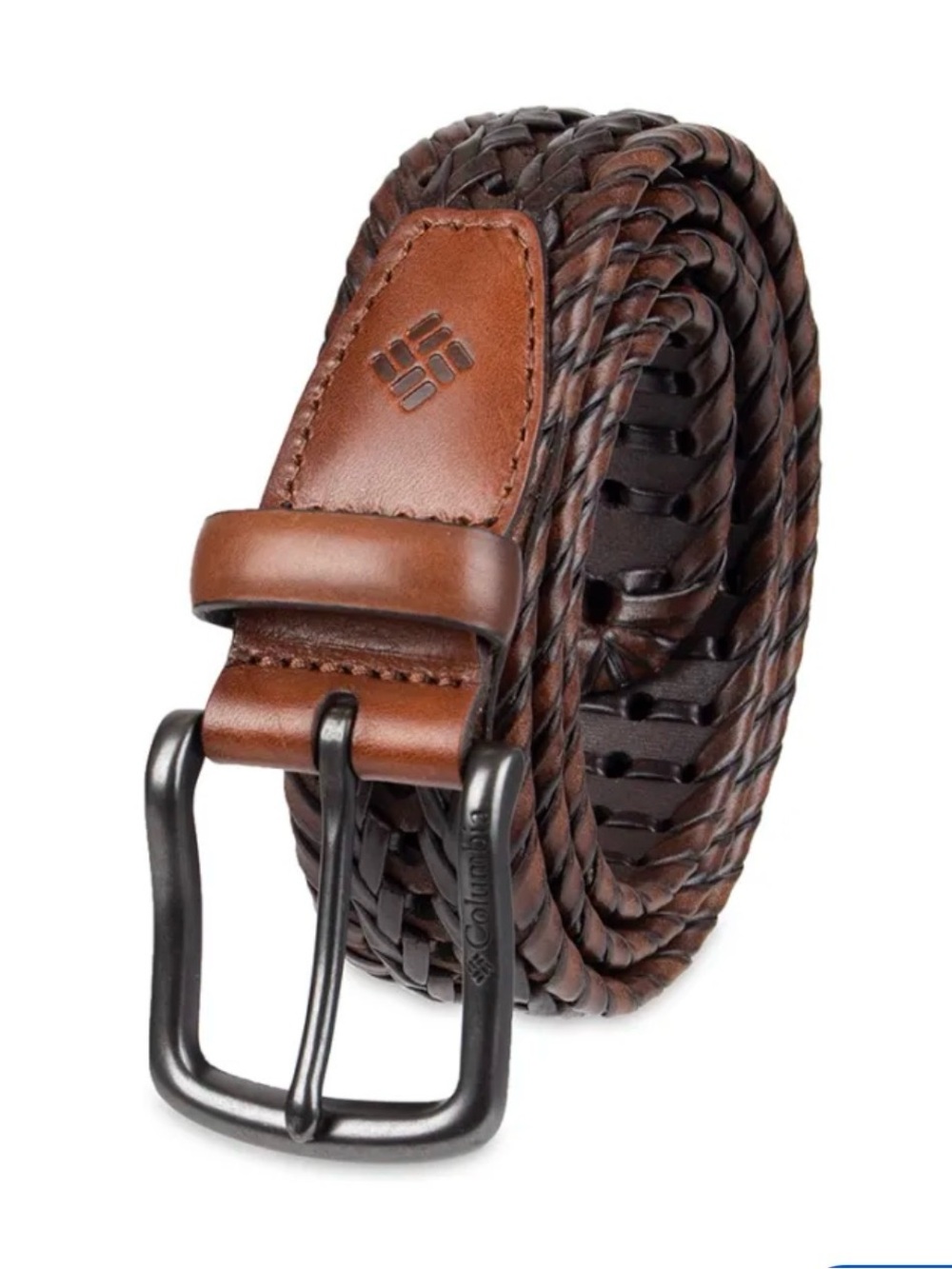 Columbia Brown Synthetic Durable Leather Woven Buckle Belt NEW